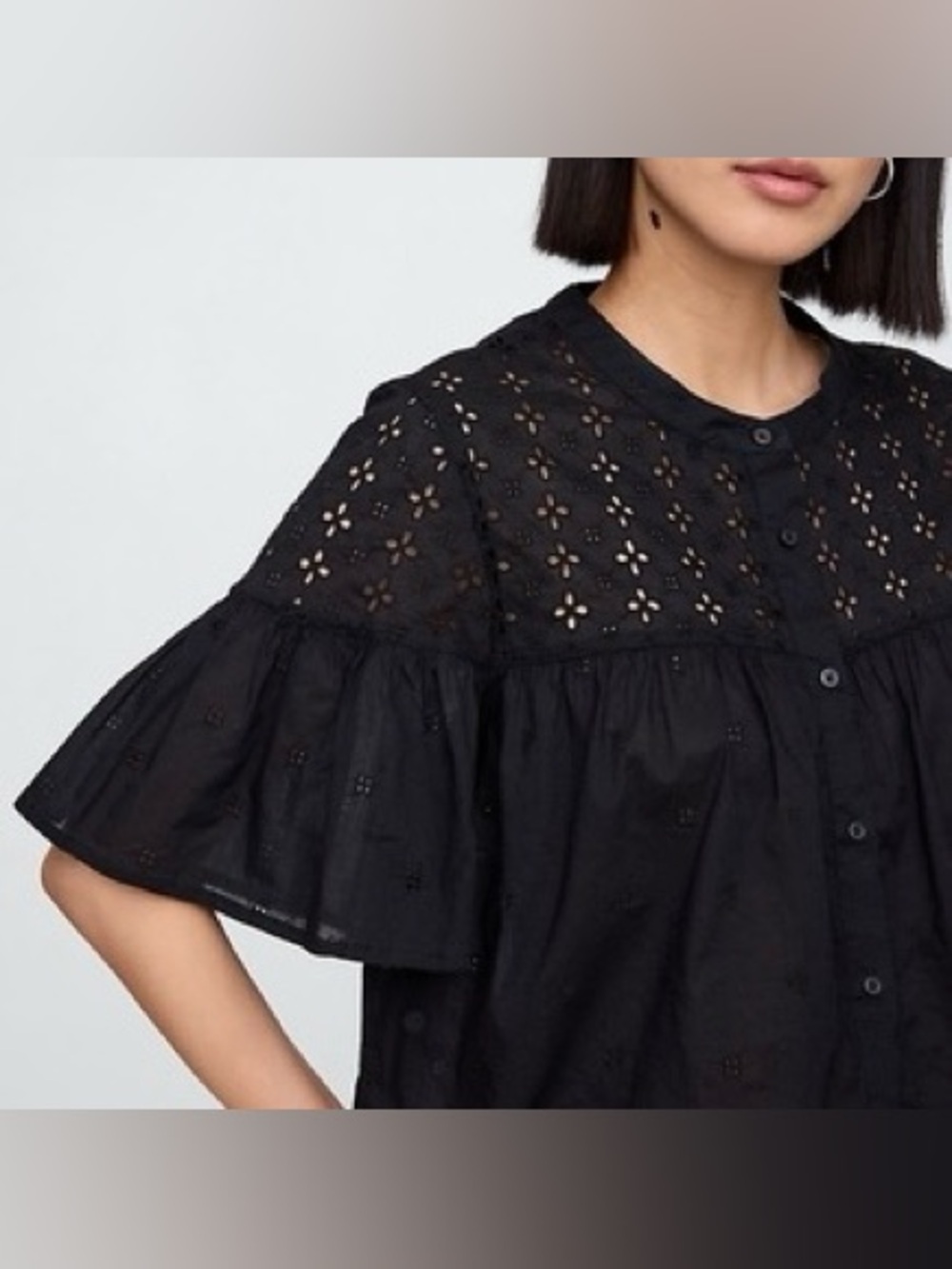 GAP Factory Voile Eyelet Top in Black | XL |  NWT